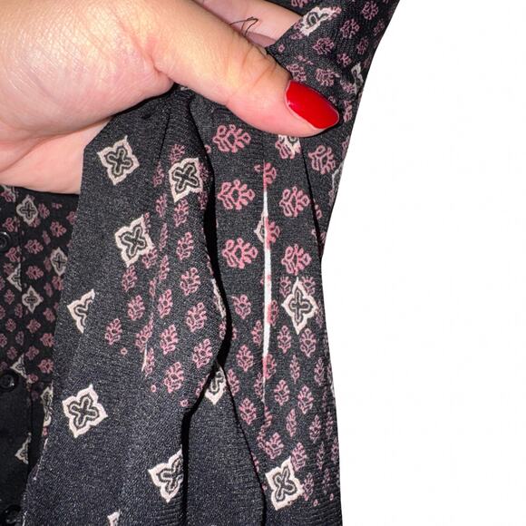 Style & Co Black & Pink Boho Patchwork Print Long Sleeve Tunic Top L - Picture 7 of 7